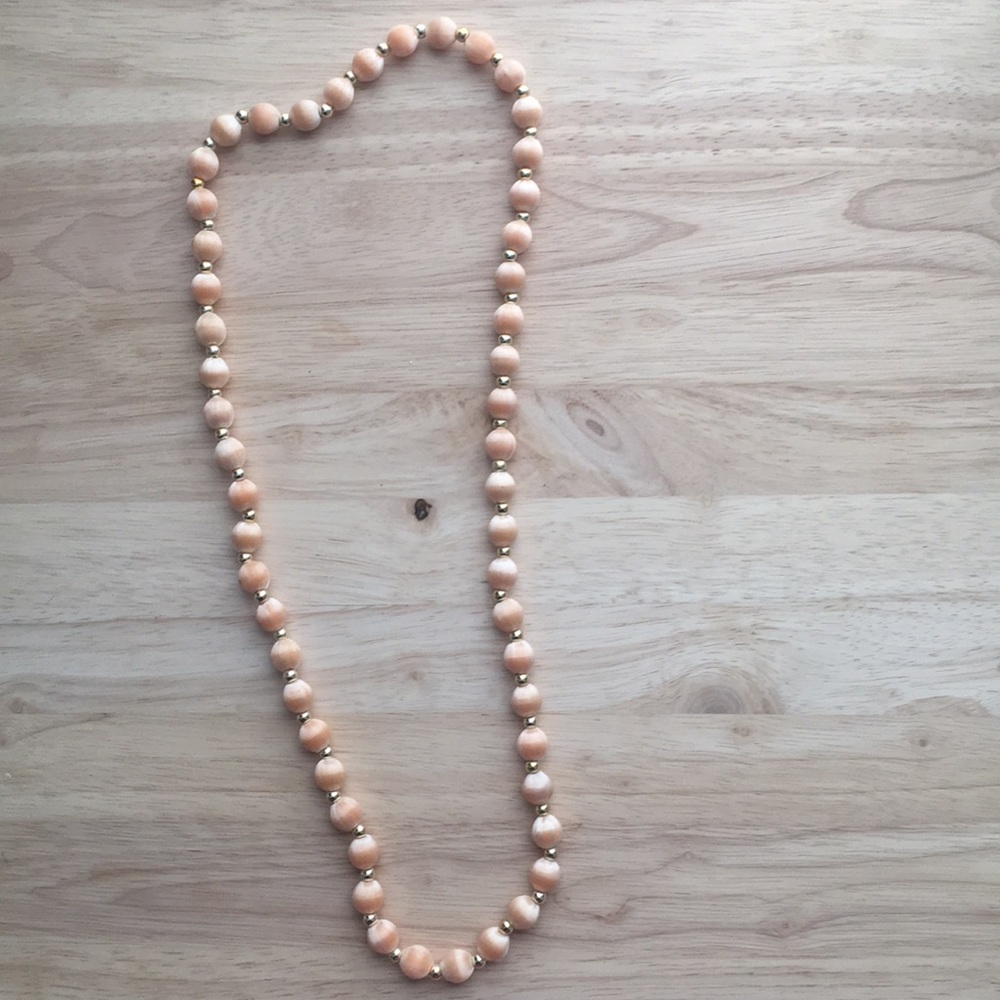 Vintage Peach Bead Necklace